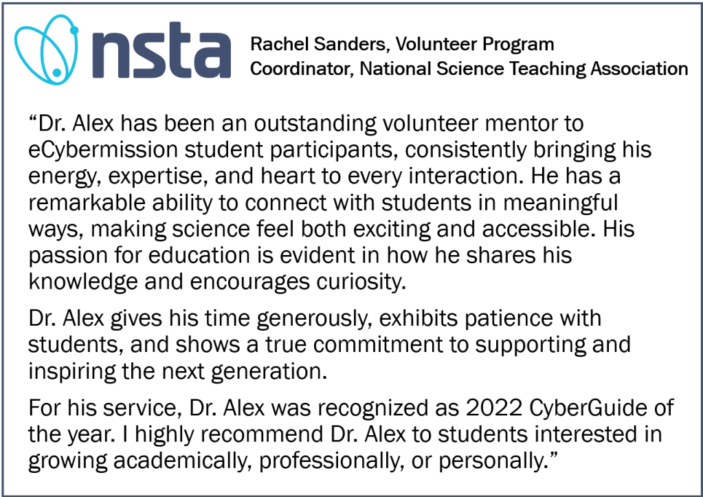 Testimonial about Dr. Alex from The Admission Algorithm from his students, mentees, and program coordinators.